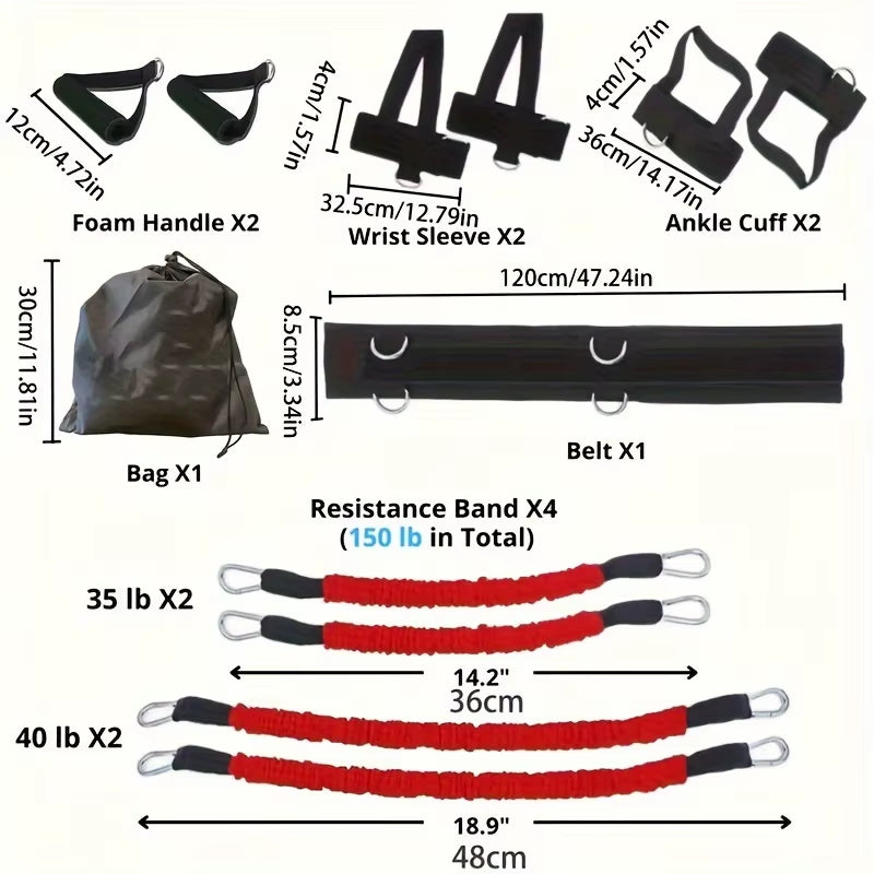 150Lb Heavy Boxing Resistance Belt Set, Suitable for Family Boxing/Tiaokundo Training, Boxing Strength Training Equipment